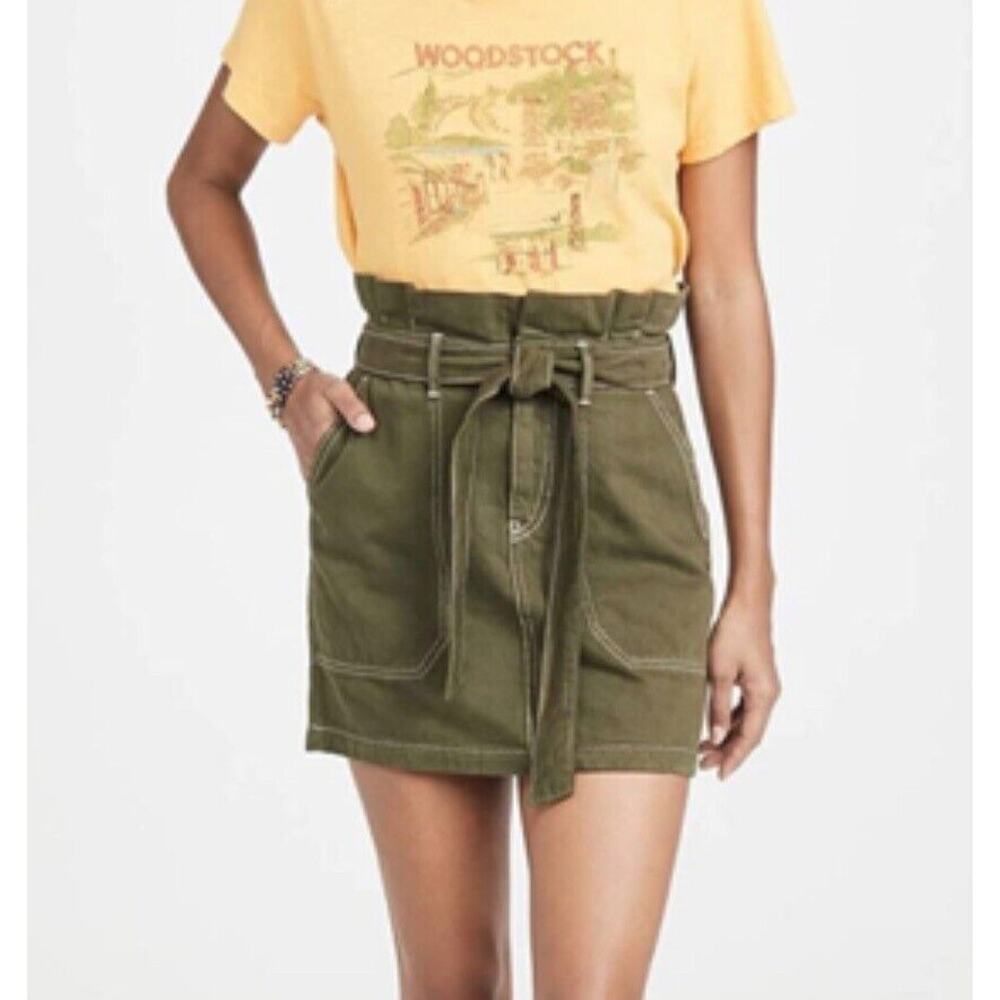 Free People Splendor in the Grass Green Denim Skirt Size 2